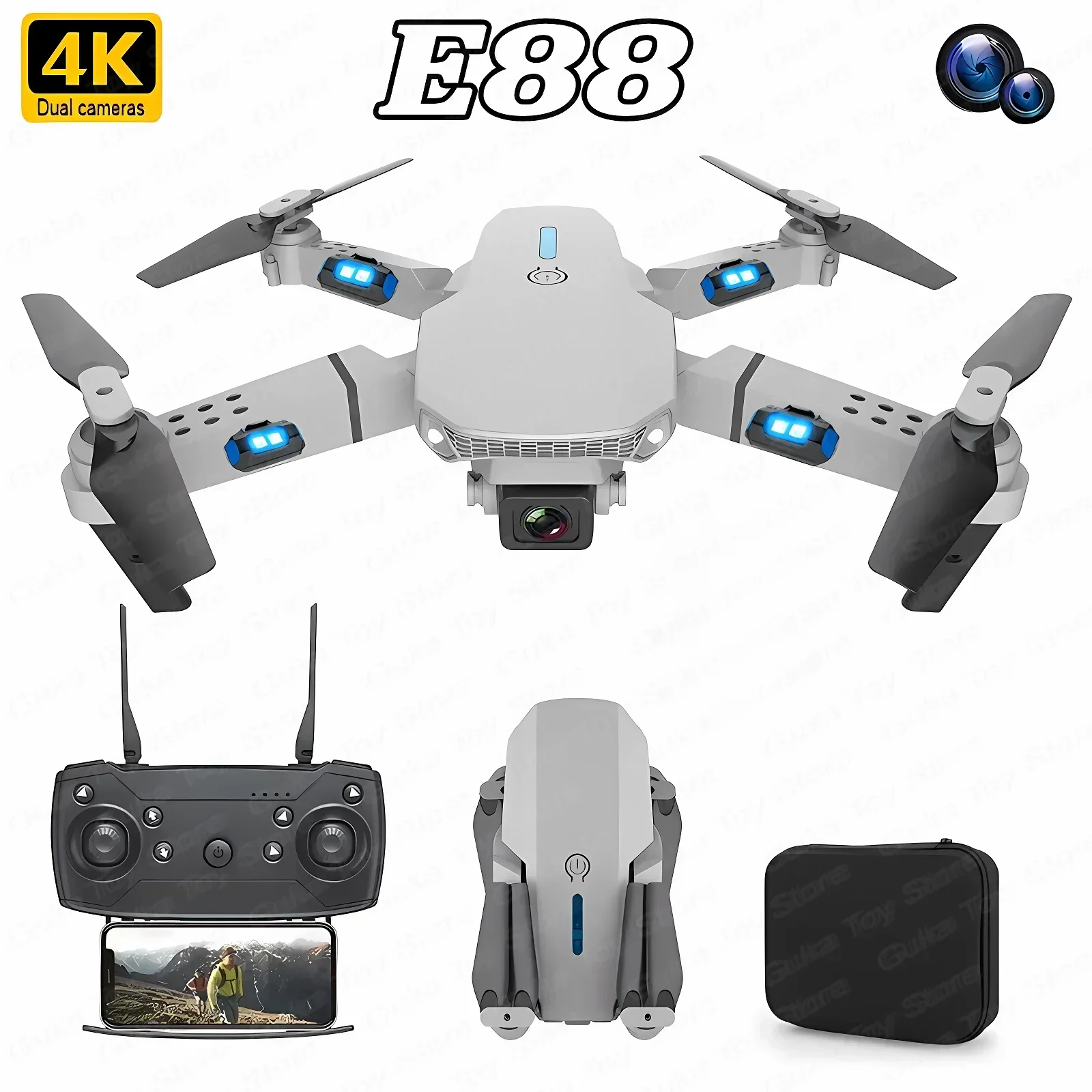 Drone Rc Helicopter With Camera - Drone E88 Pro WIFI FPV Grand