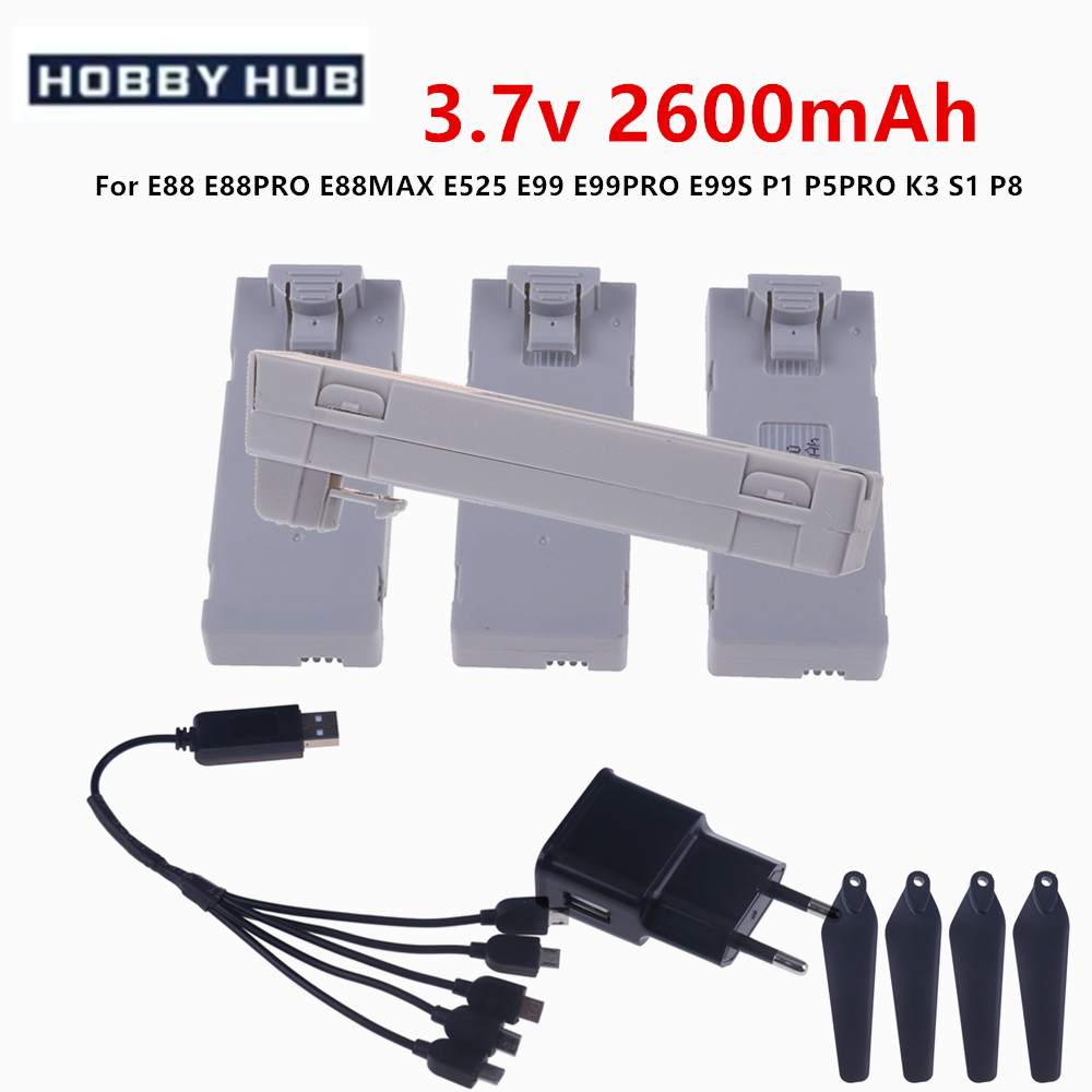 Drone Rc S1S - Batterie de vol Rechargeable E88, 3.7V,