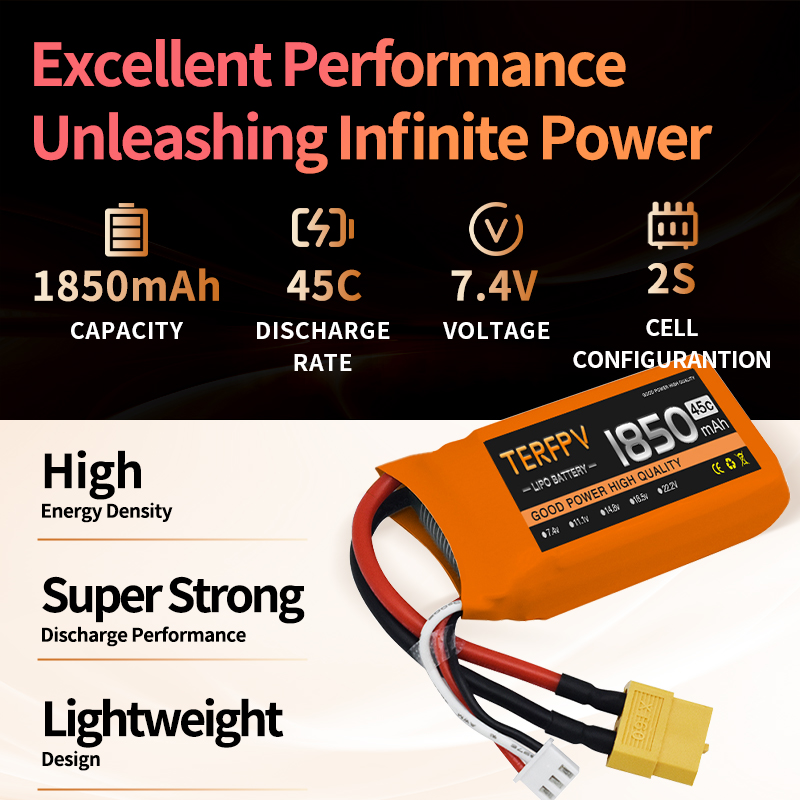 2/4PCS TERFPV 1850mAh 7.4V 45C - Drone Rc Truck avis et prix