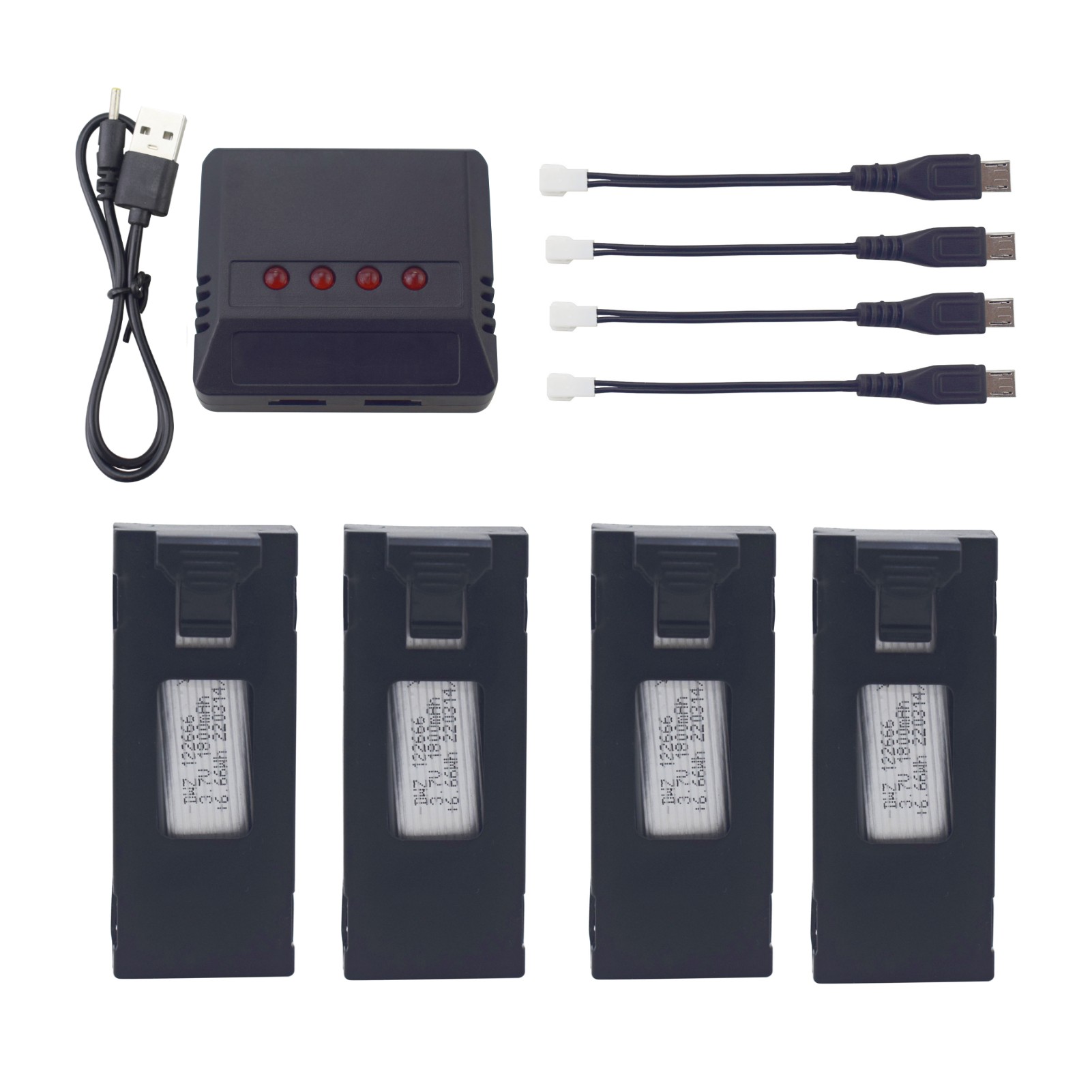 4 batteries au lithium 3.7V 18 - Drone Rc S1S avis et prix