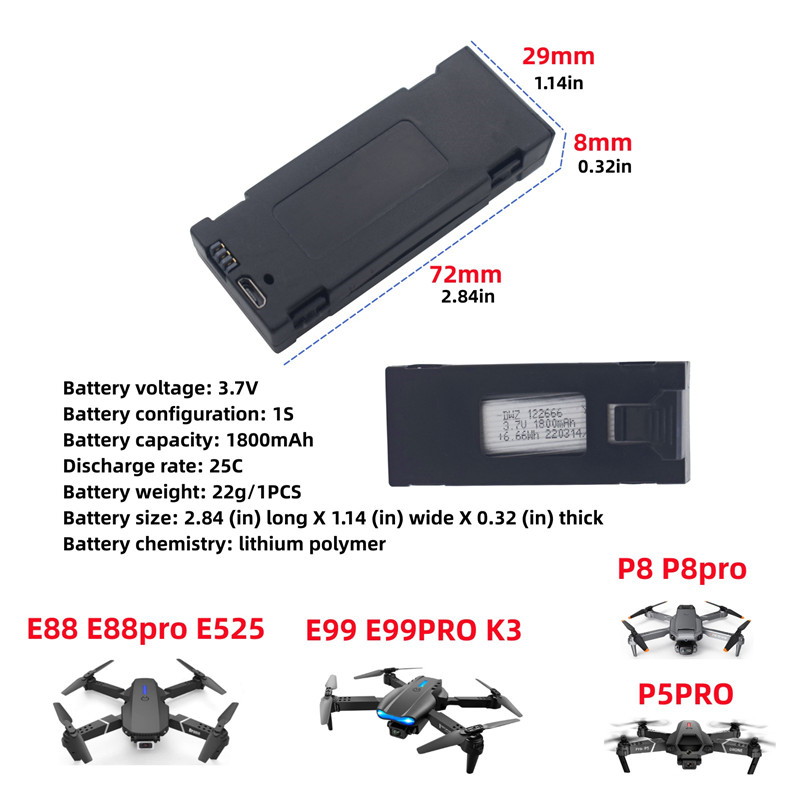 4 batteries au lithium 3.7V 18 - Drone Rc S1S avis et prix